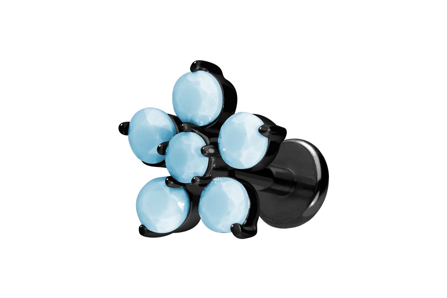 Titan Labret Piercing mit Push Fit BLUME + SYNTHETISCHE TÜRKISE